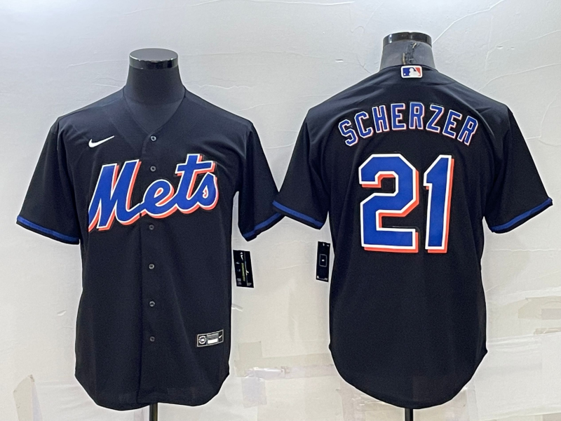 Men's New York Mets Max Scherzer #21 Black Replica Baseball Jersey baseball jersey product view 1