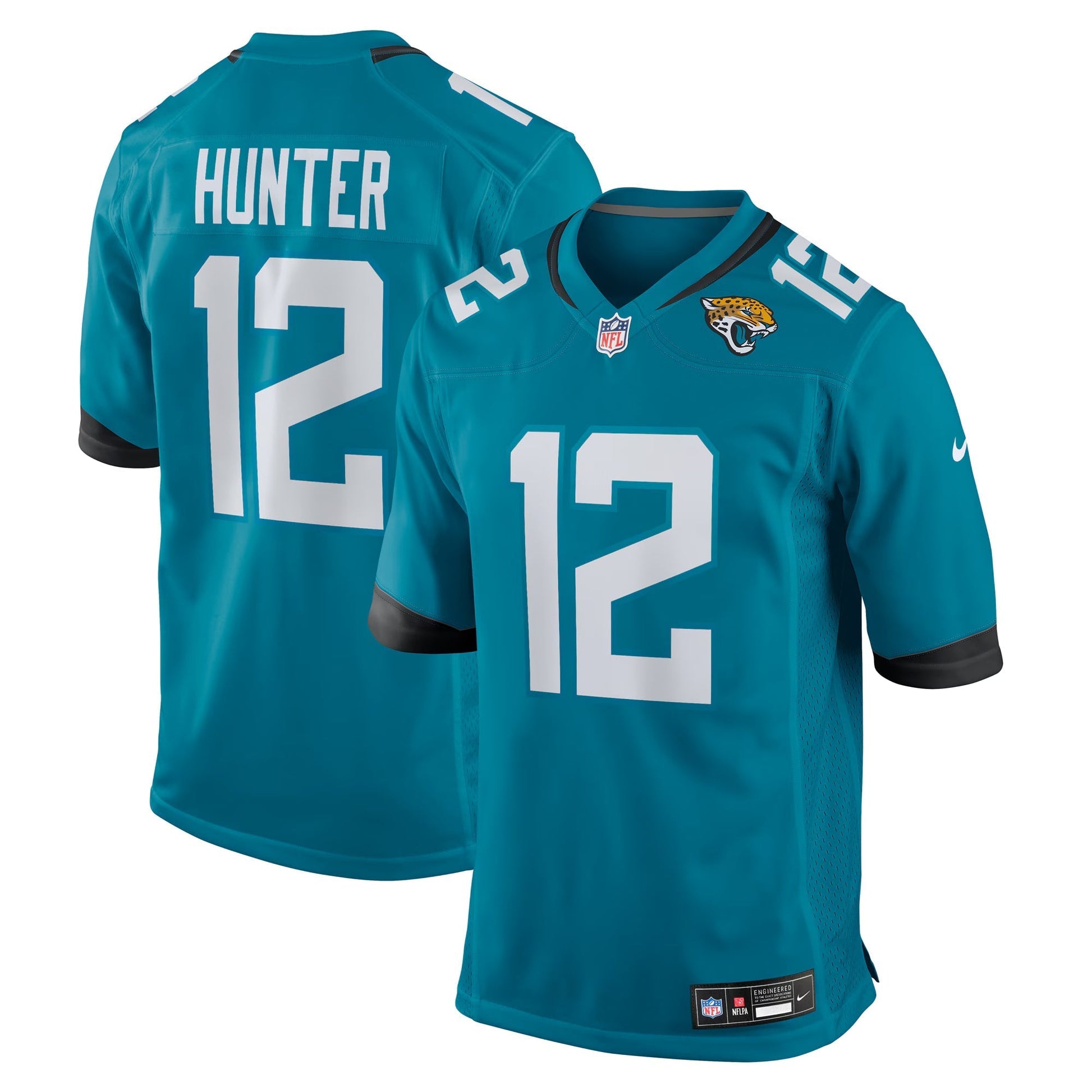 Jacksonville Jaguars Travis Hunter Teal 2025 NFL Draft First Round Pick Game Jersey football jersey product view 1