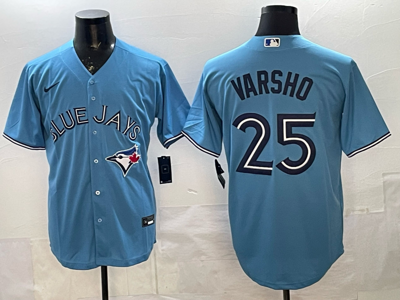 Men's Toronto Blue Jays Daulton Varsho Powder Blue Player Jersey baseball jersey product view 1