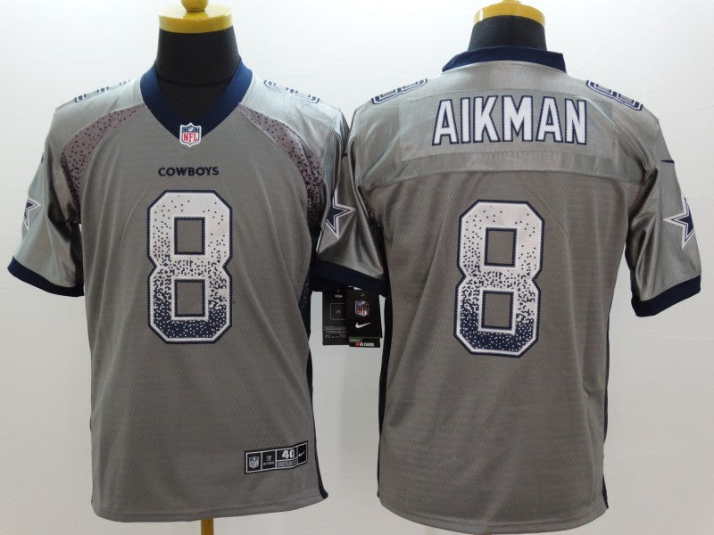 Men's Dallas Cowboys Troy Aikman #8 Gray Game Jersey1 football jersey product view 1