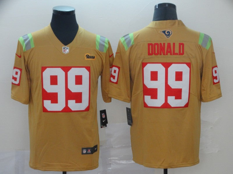 Men's Los Angeles Rams Aaron Donald #99 Yellow City Edition Game Jersey1 football jersey product view 1
