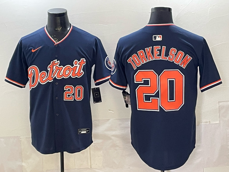 Men's Detroit Tigers Spencer Torkelson #20 Navy Alternate Stadium Jersey baseball jersey product view 1