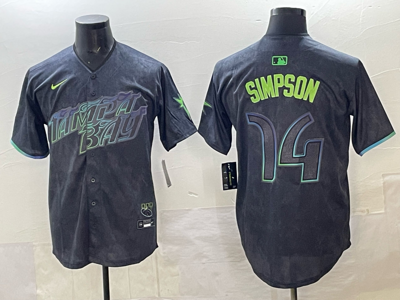 Men's Tampa Bay Rays Chandler Simpson #14 Charcoal 2024 City Connect Limited Player Jersey baseball jersey product view 1