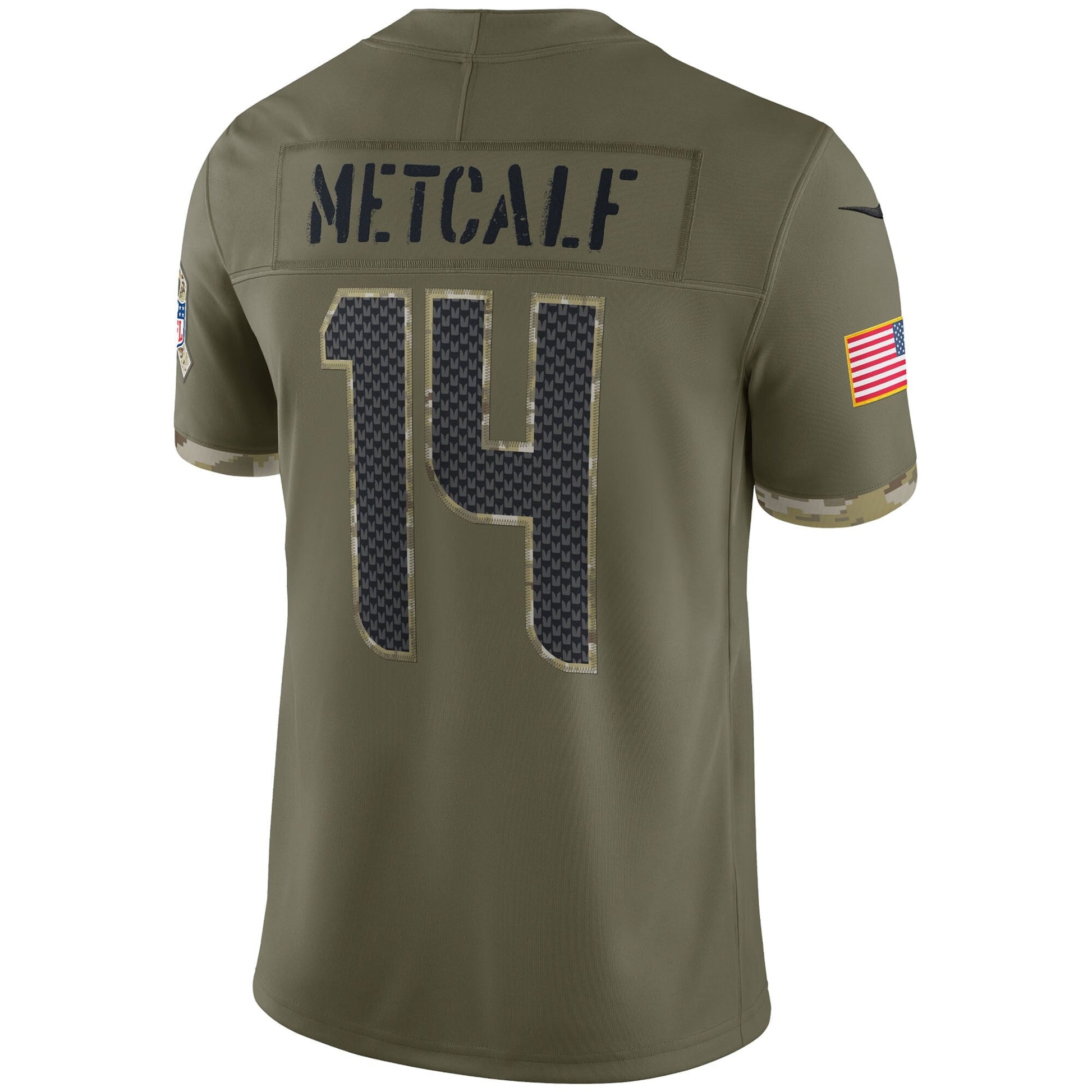 DK Metcalf Seattle Seahawks 2022 Salute To Service Limited Jersey - Olive football jersey product view 3
