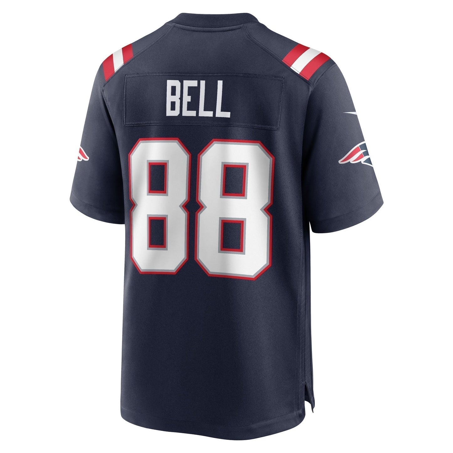 Jaheim Bell New England Patriots Game Jersey - Navy football jersey product view 3