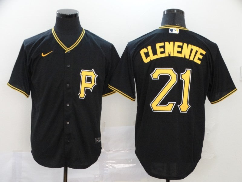 Men's Pittsburgh Pirates Roberto Clemente #21 Black Replica Baseball Jersey1 baseball jersey product view 1