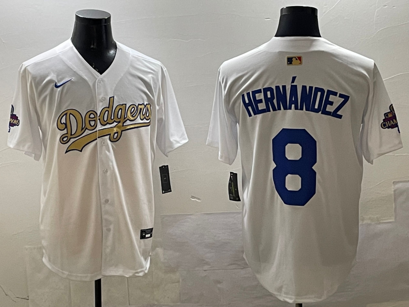 Men's Los Angeles Dodgers Enrique Hernandez #8 White Player Game Jersey baseball jersey product view 1