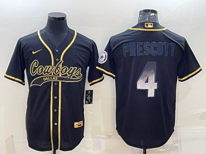 Men's Dallas Cowboys Dak Prescott #4 Black Game Jersey1 Joint Edition football jersey product view 1