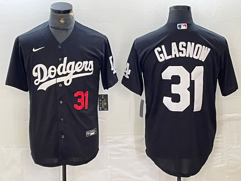 Men's Los Angeles Dodgers Tyler Glasnow Black Replica Game Jersey baseball jersey product view 1