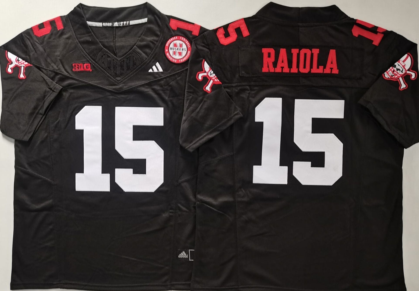 Men's Nebraska Huskers Dylan Raiola #15 Black Player Jersey sports jersey product view 1