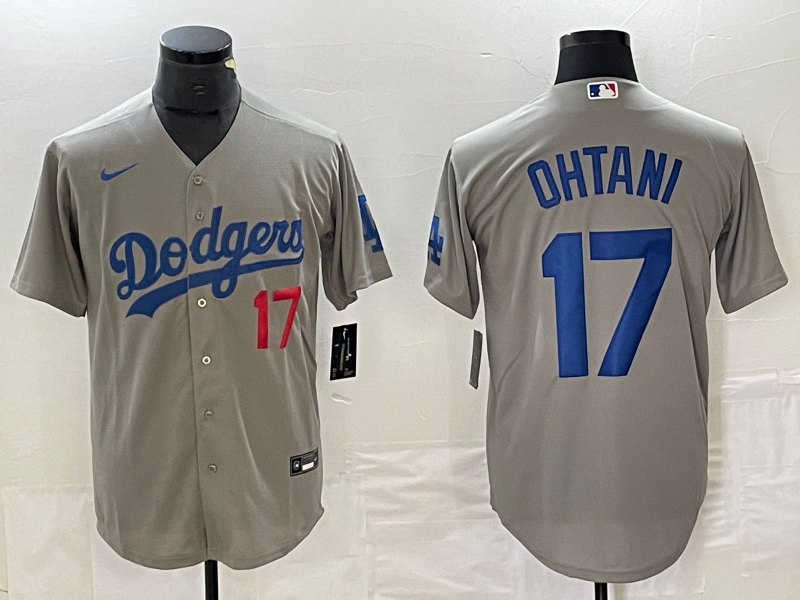 Men's Los Angeles Dodgers Shohei Ohtani #17 Gray Replica Player Jersey1 baseball jersey product view 1