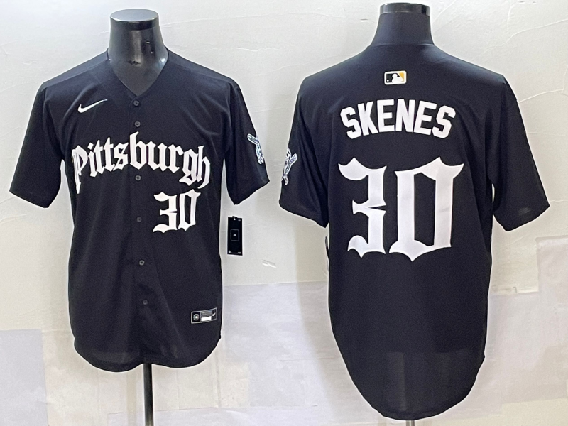 Men's Pittsburgh Pirates Paul Skenes #30 Black Game Player Jersey baseball jersey product view 1