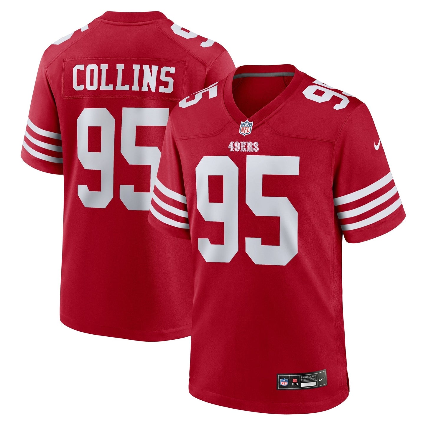 San Francisco 49ers Alfred Collins Scarlet Team Game Jersey football jersey product view 1