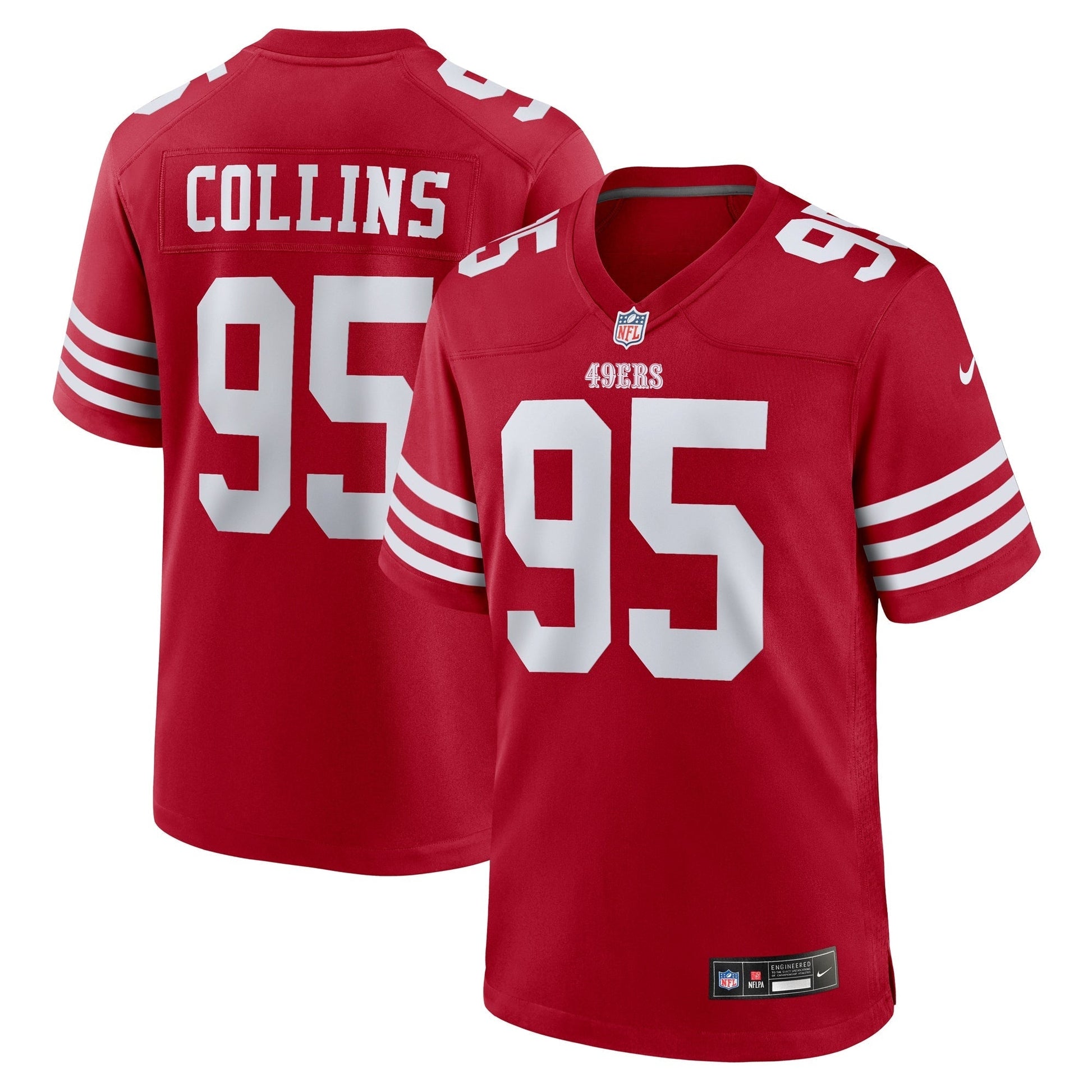 San Francisco 49ers Alfred Collins Scarlet Team Game Jersey football jersey product view 1