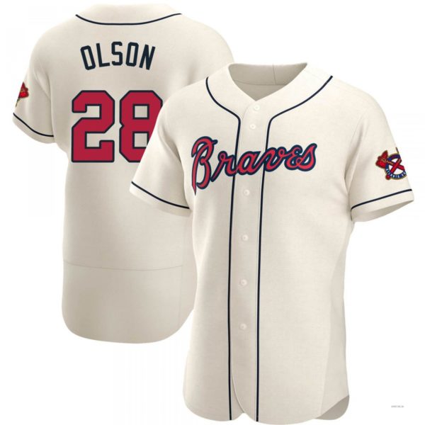 Atlanta Braves #28 Matt Olson Cream Alternate Jersey Stitches Baseball Jerseys baseball jersey product view 1