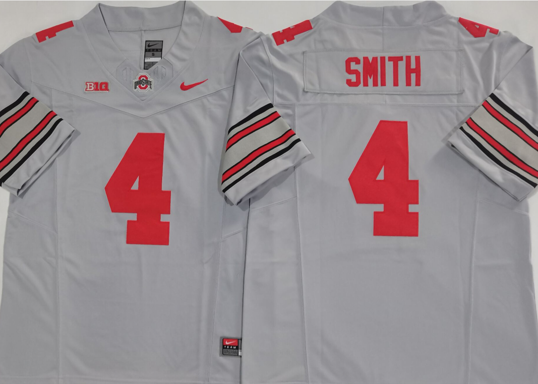 Men's Ohio State Buckeyes Jeremiah Smith Gray Player Jersey sports jersey product view 1