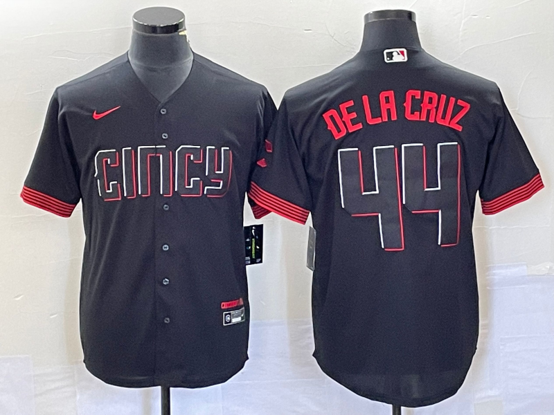 Men's Cincinnati Reds Elly De La Cruz Black 2023 City Connect Replica Player Jersey baseball jersey product view 1