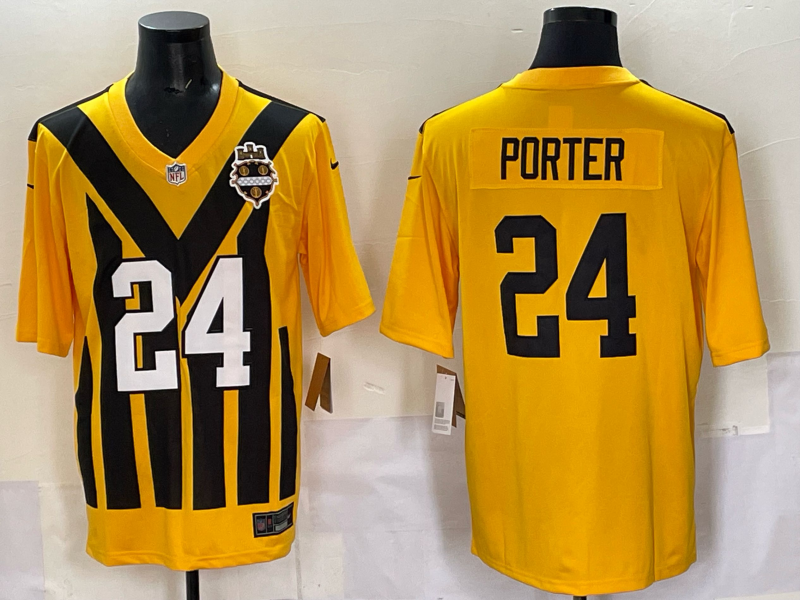 Men's Pittsburgh Steelers Joey Porter Jr. #24 Gold Alternate 1933 Throwback Game Jersey football jersey product view 1