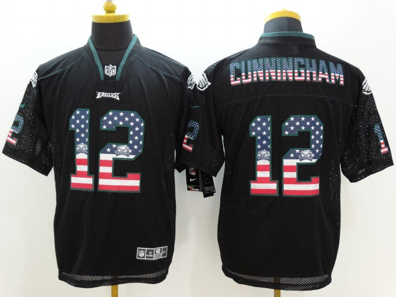 Men's Philadelphia Eagles Randall Cunningham #12 Black Game Jersey1 football jersey product view 1