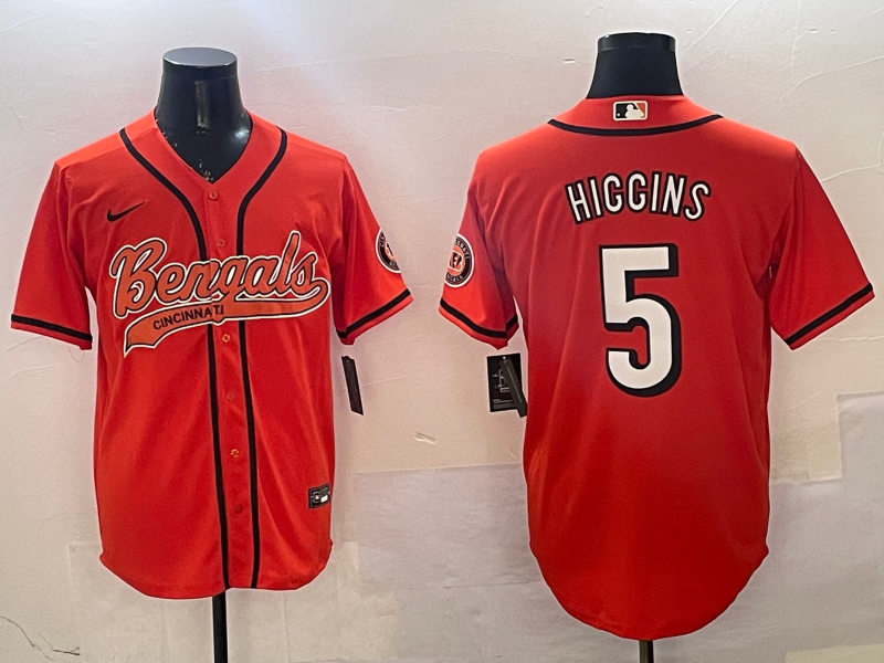 Men's Cincinnati Bengals Tee Higgins #5 Orange Game Jersey football jersey product view 1