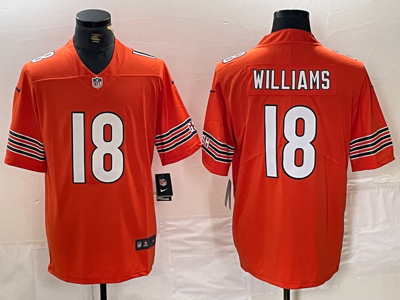 Men's Chicago Bears Caleb Williams #18 Orange Alternate 2024 NFL active Game Jersey2 football jersey product view 1