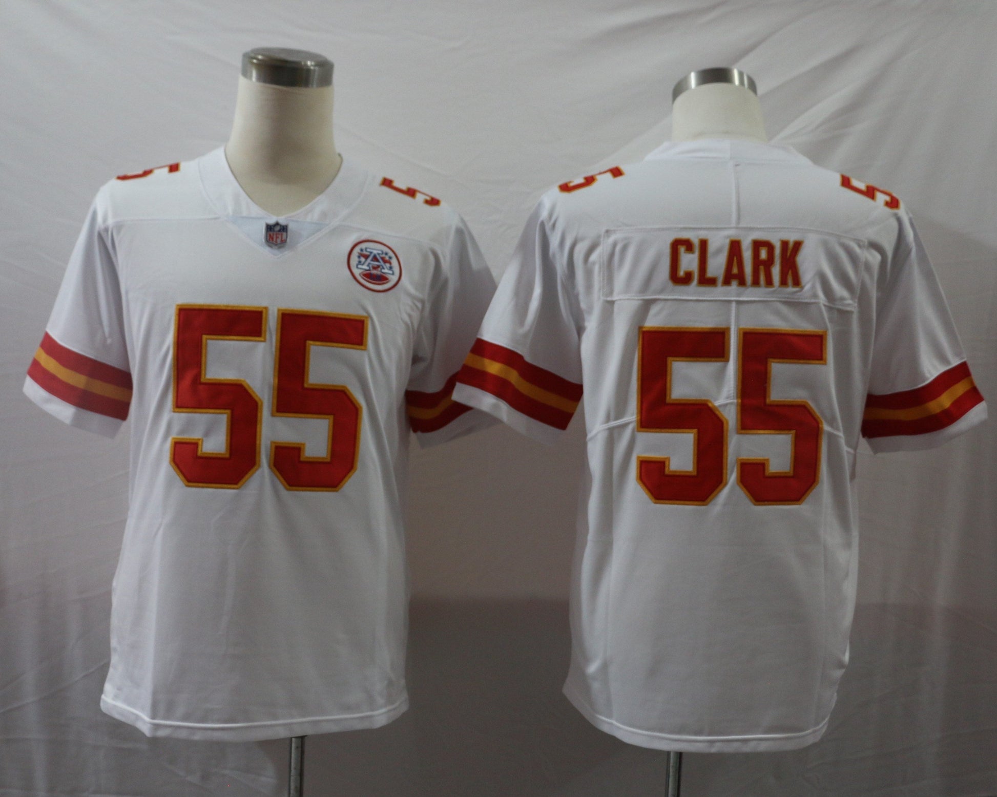 Men's Kansas City Chiefs Frank Clark #55 White Game Jersey1 football jersey product view 1