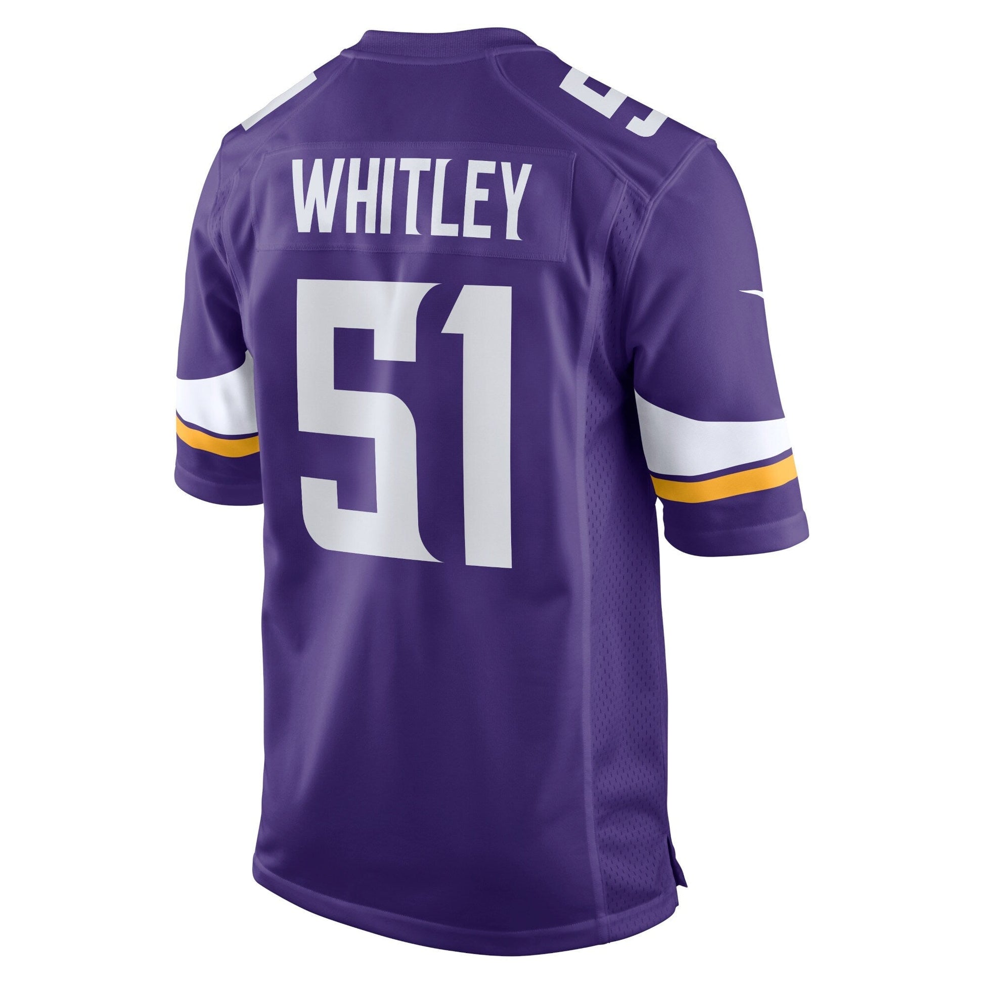 Benton Whitley Minnesota Vikings Home Game Jersey - Purple football jersey product view 3