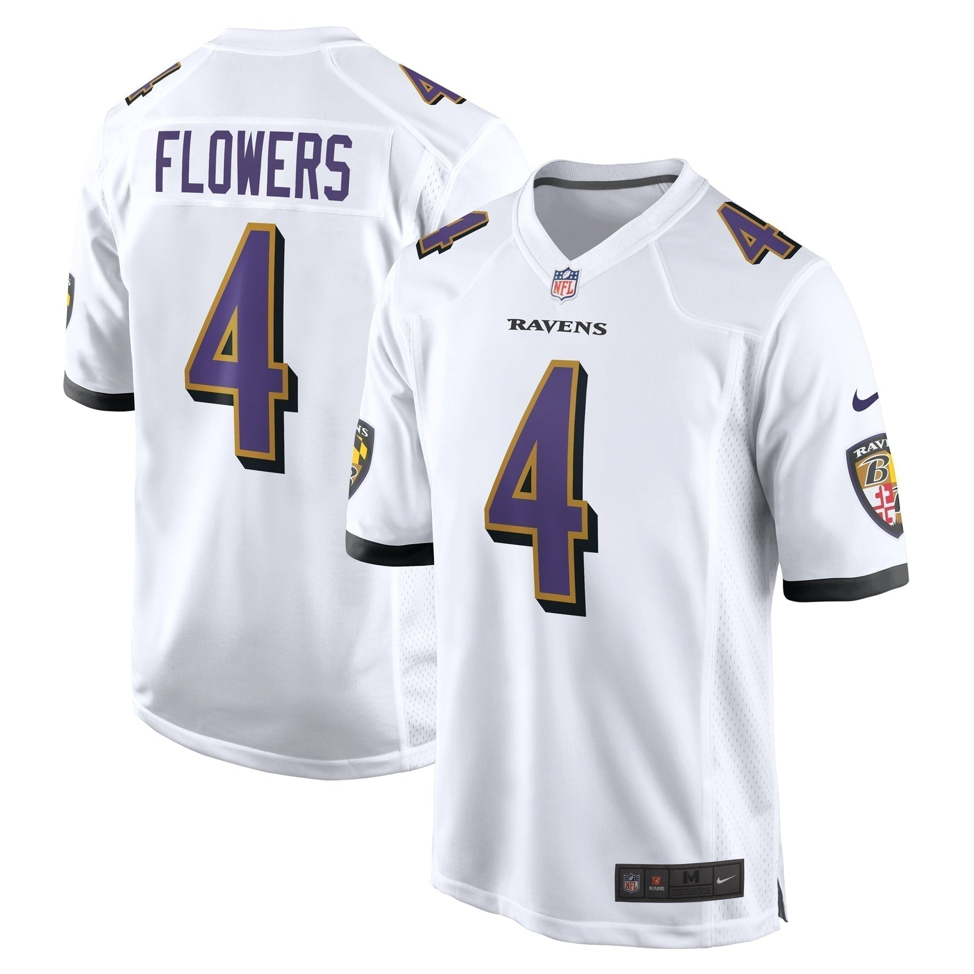 Zay Flowers Baltimore Ravens Game Jersey - White football jersey product view 1