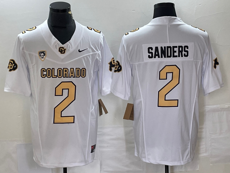 Men's Colorado Buffaloes Shedeur Sanders White Player Game Jersey sports jersey product view 1
