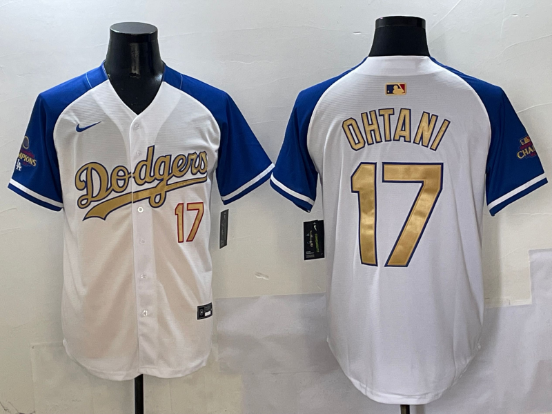 Men's Los Angeles Dodgers Shohei Ohtani #17 White 2025 Gold Collection Player Jersey baseball jersey product view 1