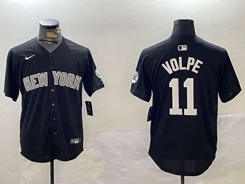 Men's New York Yankees Anthony Volpe #11 Black Replica Player Jersey baseball jersey product view 1