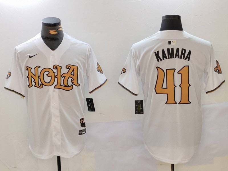 Men's New Orleans Saints Alvin Kamara White Replica Player Jersey football jersey product view 1