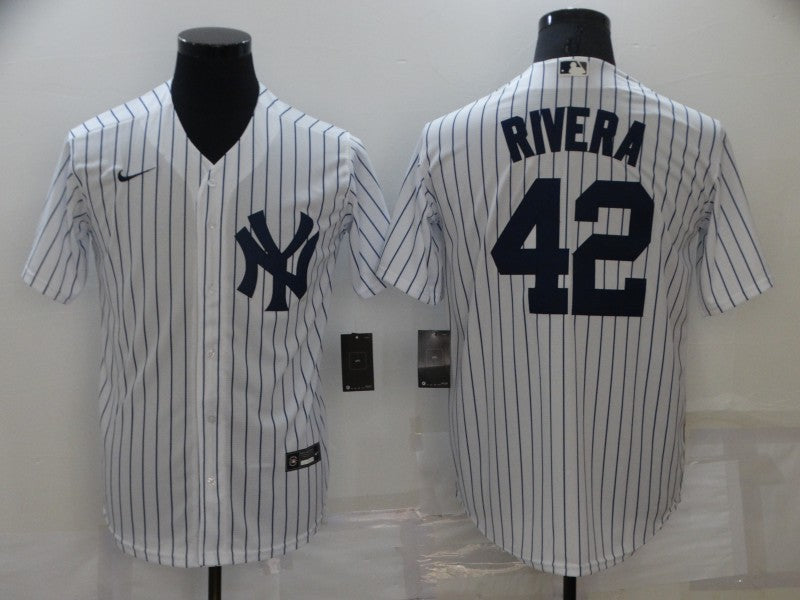Men's New York Yankees Mariano Rivera White Replica Baseball Jersey baseball jersey product view 1