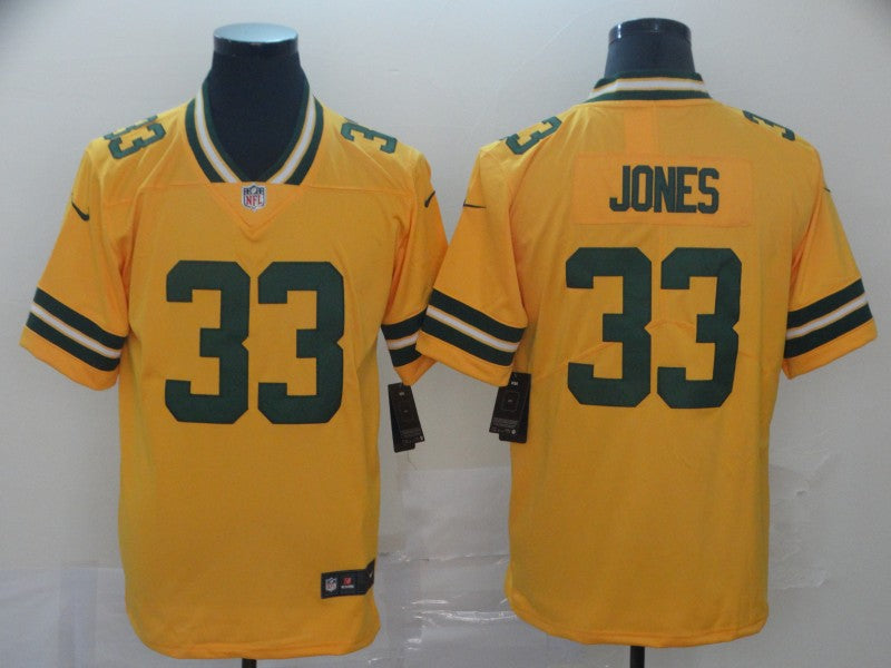 Men's Green Bay Packers Aaron Jones #33 Yellow Inverted Legend Jersey1 football jersey product view 1