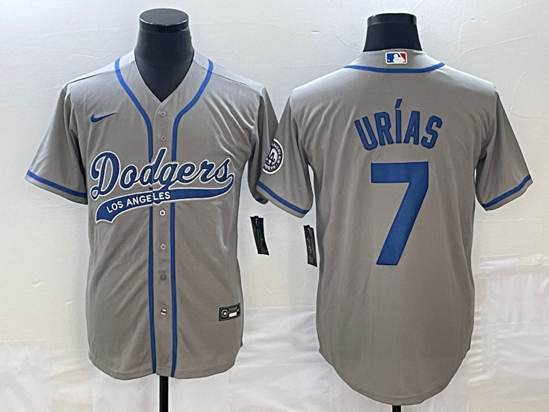 Men's Los Angeles Dodgers Julio Urias #7 Gray Player Jersey1 Joint Edition baseball jersey product view 1