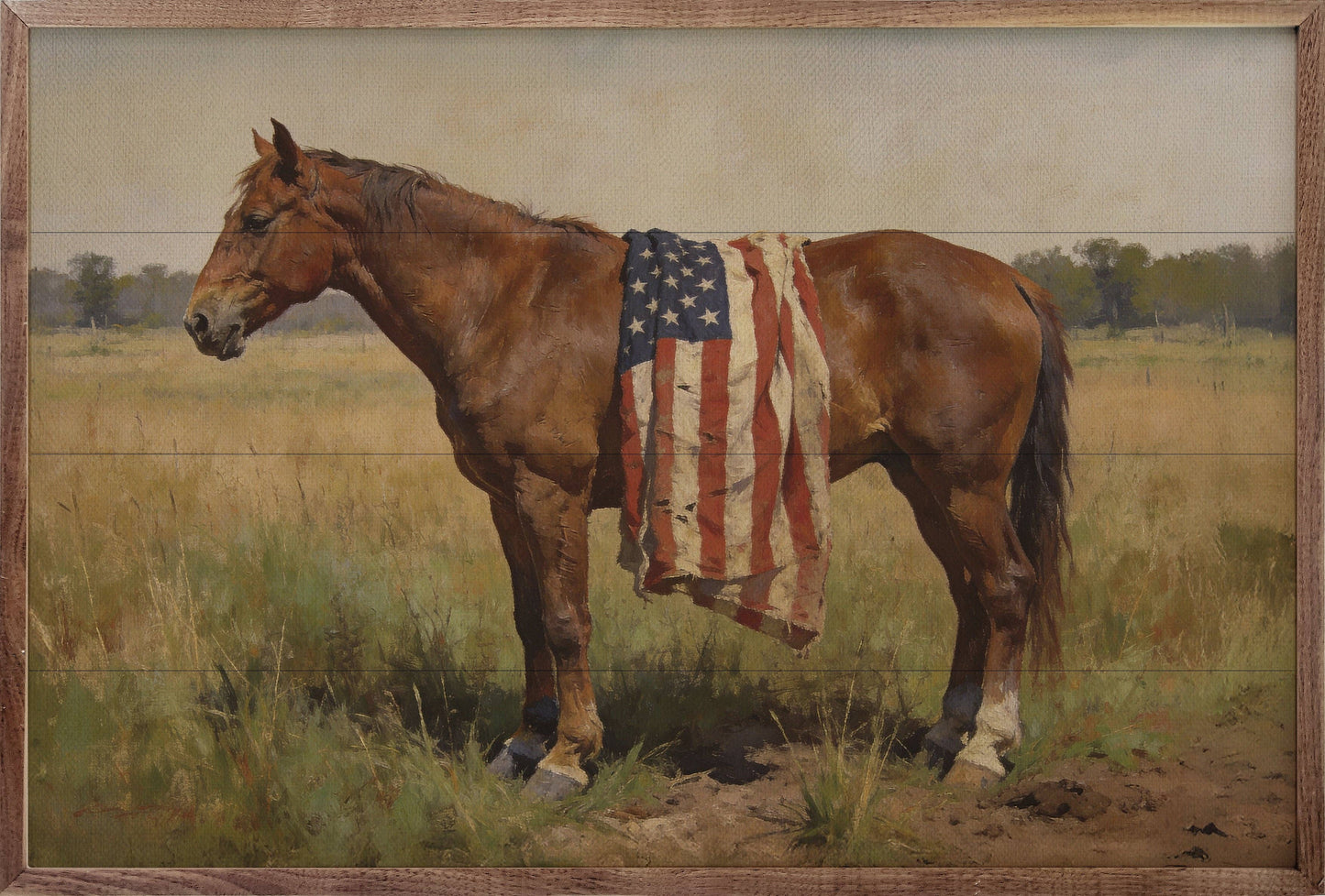 Bay Mare Horse with American Flag Unisex T-shirt, Sweatshirt, Hoodie, Long Sleeve Tee - T-Shirt, Sweatshirt, Hoodie