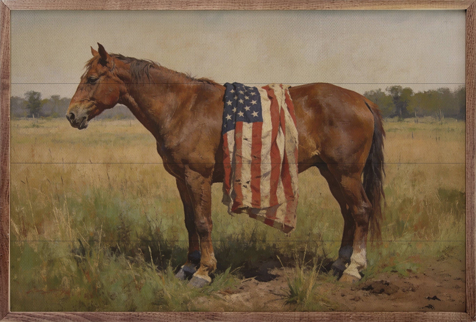Bay Mare Horse with American Flag Unisex T-shirt, Sweatshirt, Hoodie, Long Sleeve Tee - T-Shirt, Sweatshirt, Hoodie
