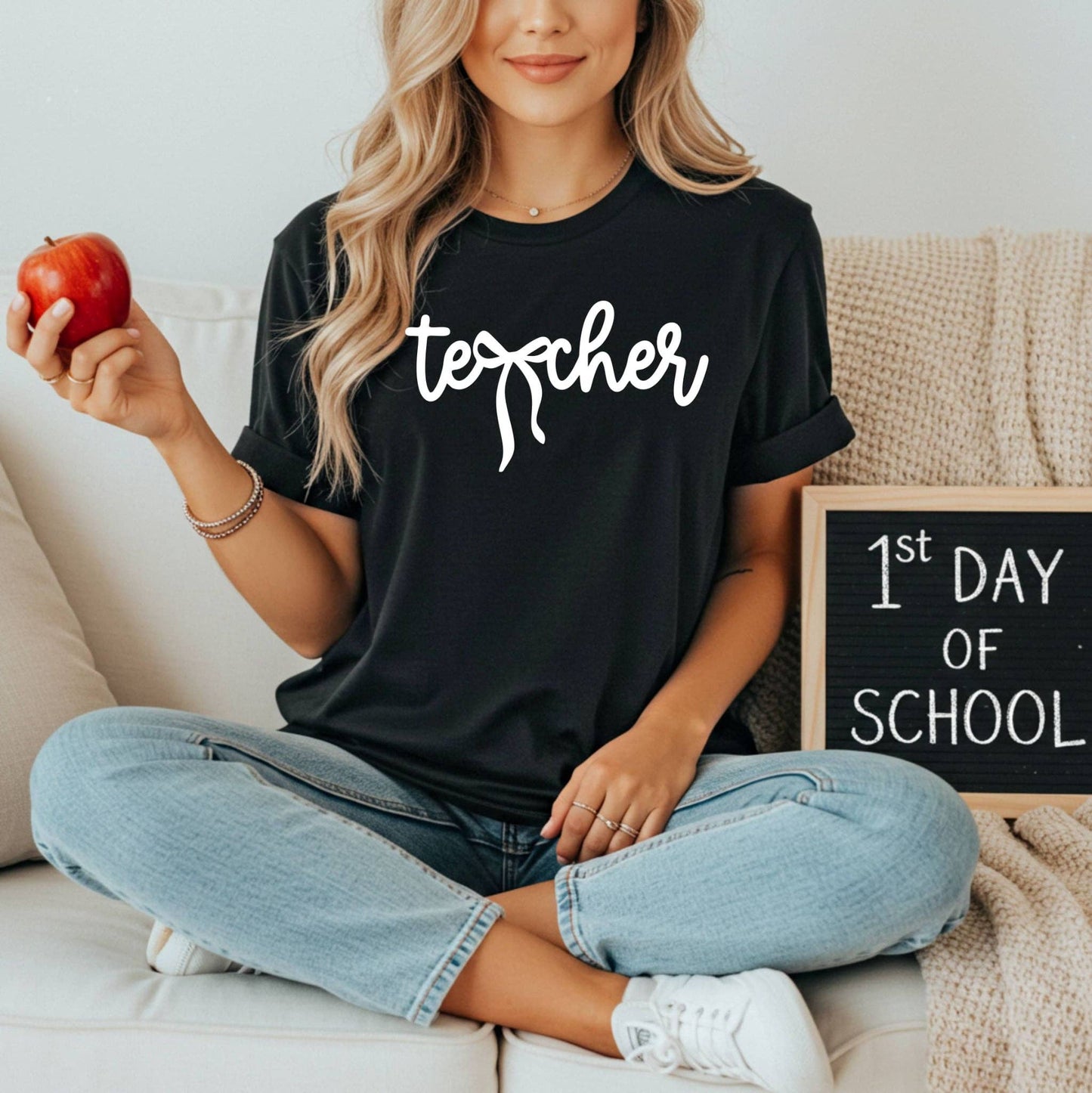 Teacher Bow Teacher Appreciation Bella Women's Graphic Tee Unisex T-shirt, Sweatshirt, Hoodie, Long Sleeve Tee - T-Shirt, Sweatshirt, Hoodie