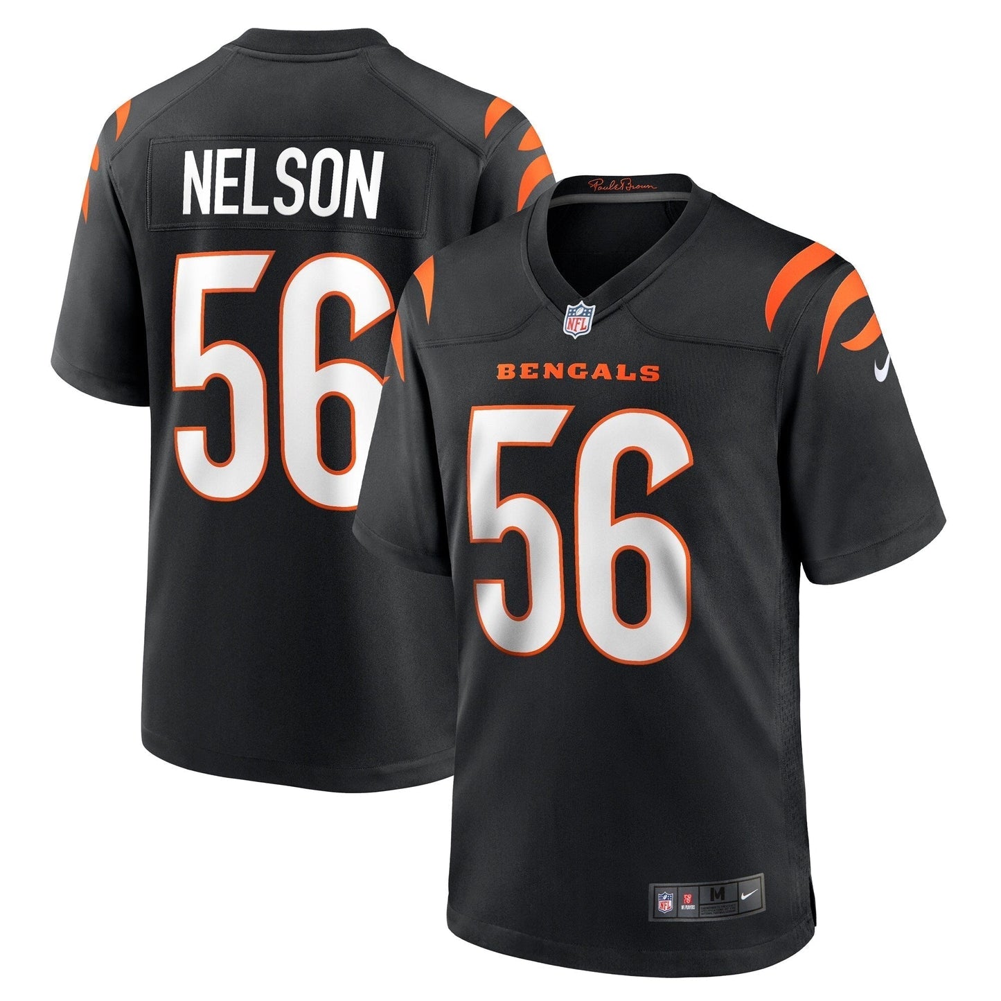 Garrett Nelson Cincinnati Bengals Game Jersey - Black football jersey product view 1