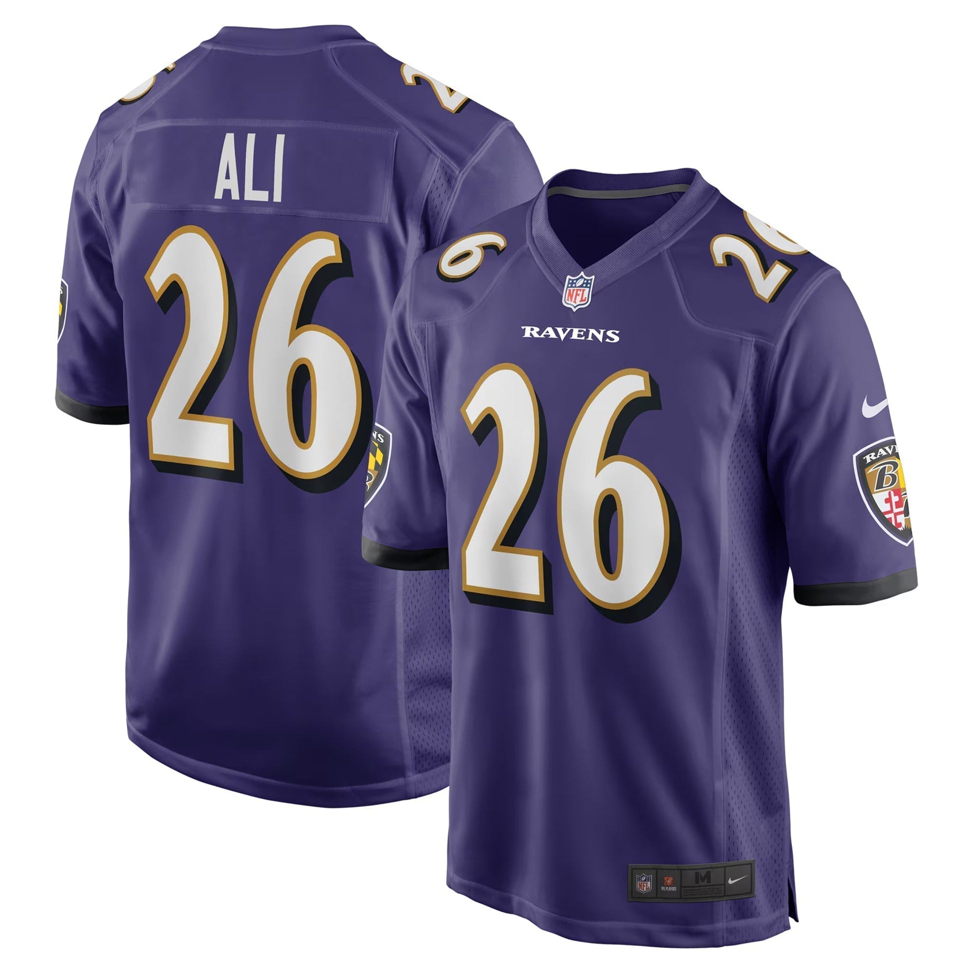 Baltimore Ravens Rasheen Ali Purple Team Game Jersey football jersey product view 1