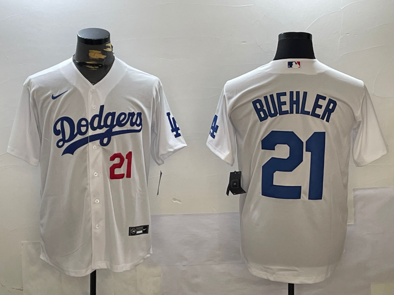 Men's Los Angeles Dodgers Walker Buehler White Replica Baseball Jersey baseball jersey product view 1