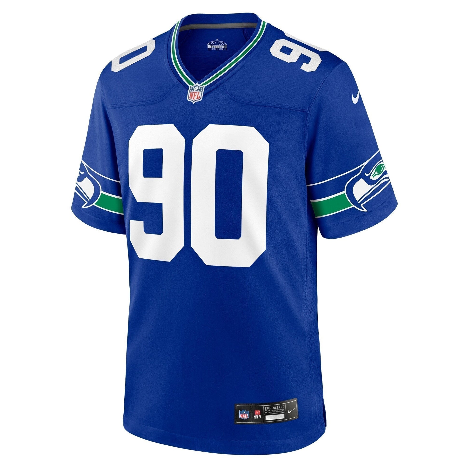 Jarran Reed Seattle Seahawks Throwback Game Jersey - Royal football jersey product view 2