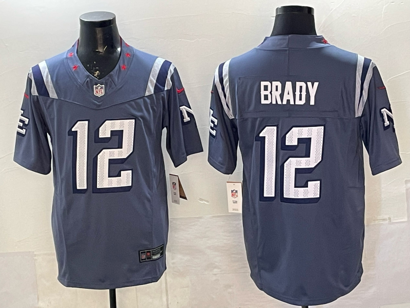 Men's New England Patriots Tom Brady Storm Blue 2025 Rivalries Collection Limited Jersey football jersey product view 1
