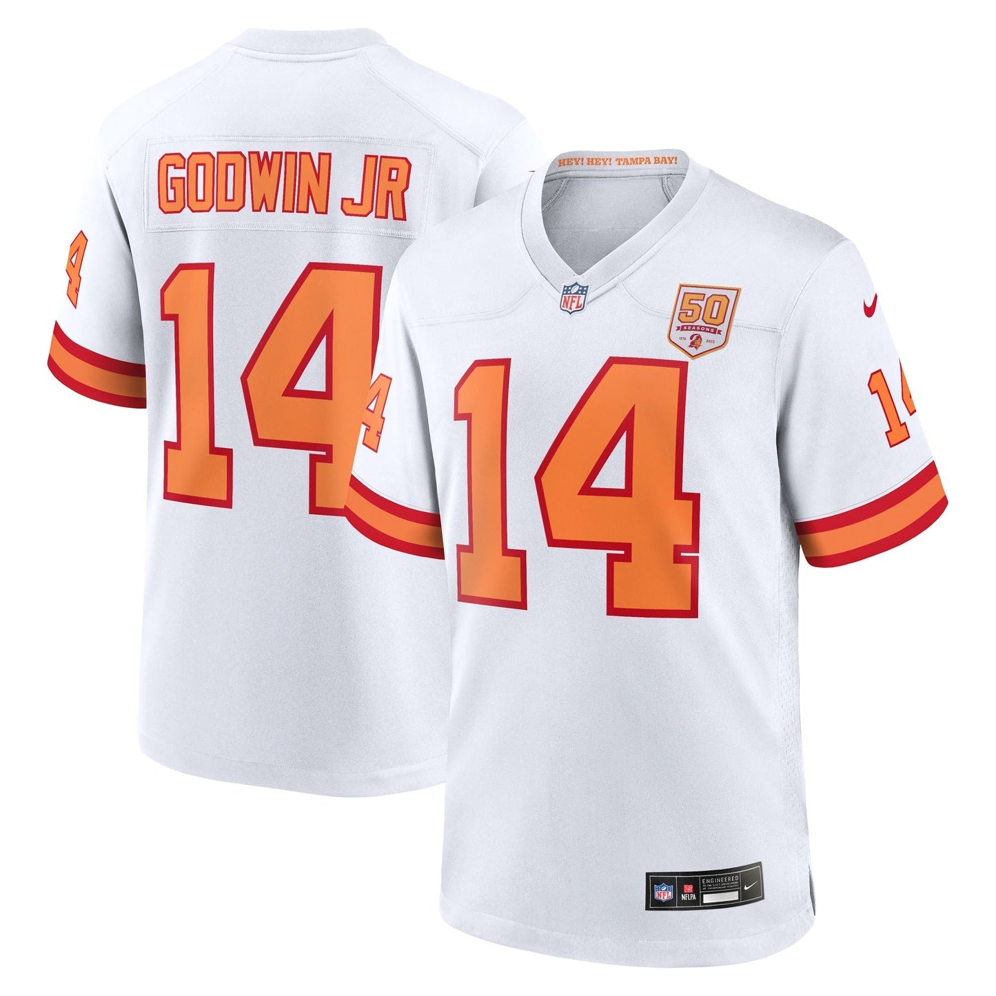 76 Tampa Bay Buccaneers Chris Godwin Jr. White 50th Season Game Jersey football jersey product view 1