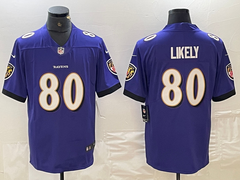 Men's Baltimore Ravens Isaiah Likely #80 Purple Player Game Jersey1 football jersey product view 1
