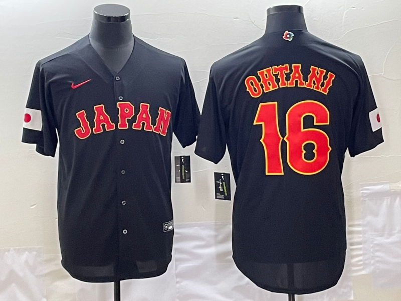 Men's 2023 World Baseball Classic Shohei Ohtani Japan Black Jersey baseball jersey product view 1
