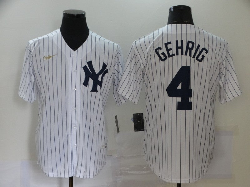 Men's New York Yankees Lou Gehrig White Replica Baseball Jersey baseball jersey product view 1