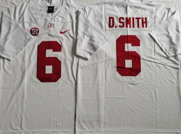 Men's Alabama Crimson Tide Devonta Smith White Player Game Jersey sports jersey product view 1