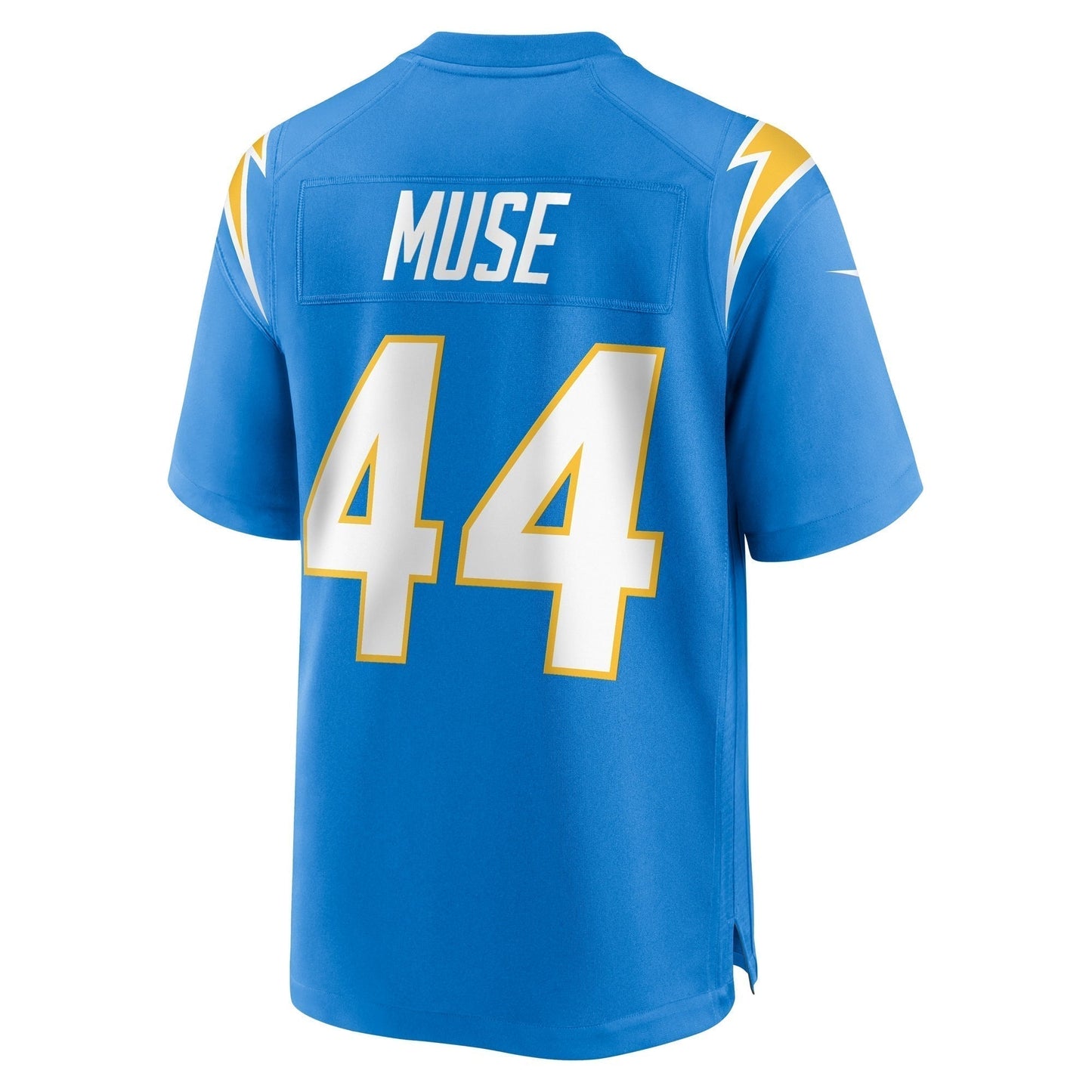 Tanner Muse Los Angeles Chargers Team Game Jersey - Powder Blue football jersey product view 3