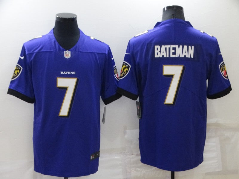 Men's Baltimore Ravens Rashod Bateman #7 Purple Game Jersey1 football jersey product view 1